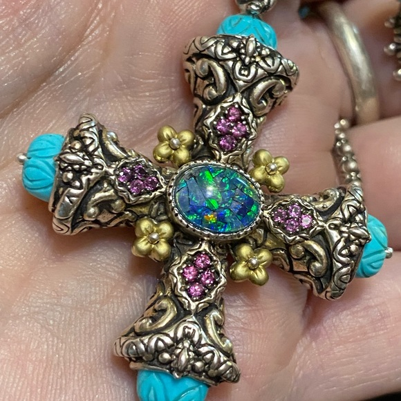 Barbara Bixby Opal Turquoise Cross NWOT - Picture 5 of 14